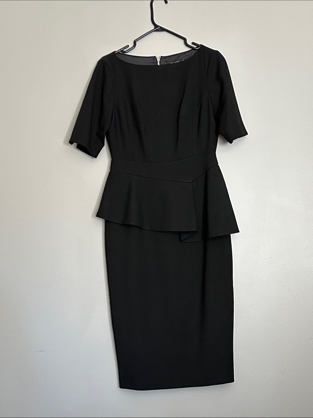 Ted Baker London Black Midi Peplum Dress - Picture 2 of 4